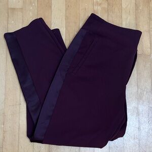Athleta Endless High Rise pants, tuxedo stripe, maroon, size 12